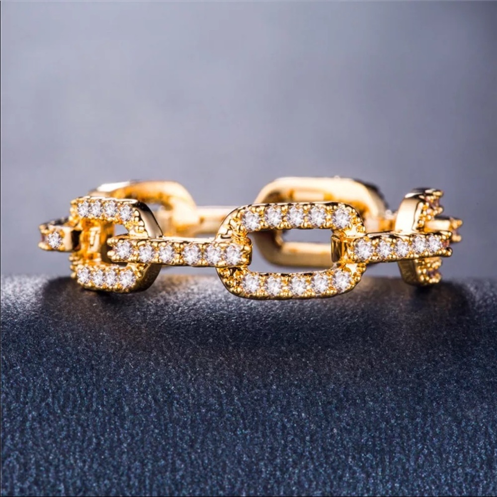 New Women’s Yellow Gold Plated Diamond Ring - Picture 2 of 4